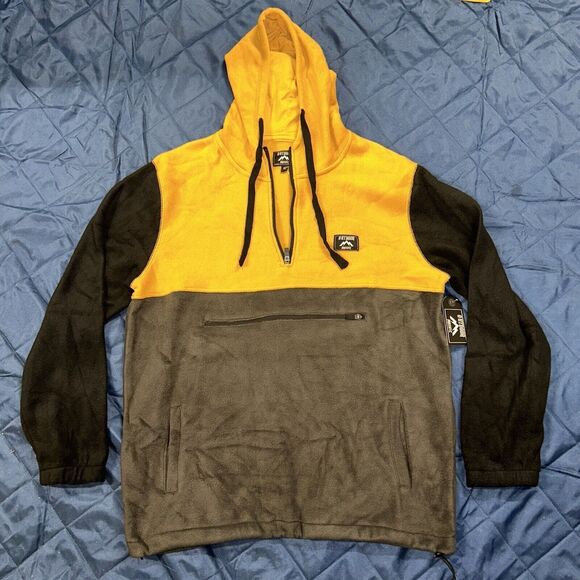 Massive Outdoor Fleece Sweatshirt Mens XL Yellow Gray Black Quarter Zip #96415 - Picture 1 of 11